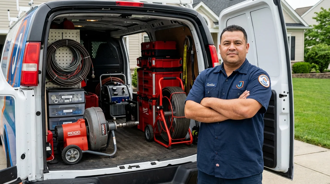 Professional drain cleaning equipment and Johns Plumbing LLC plumber in Placerville
