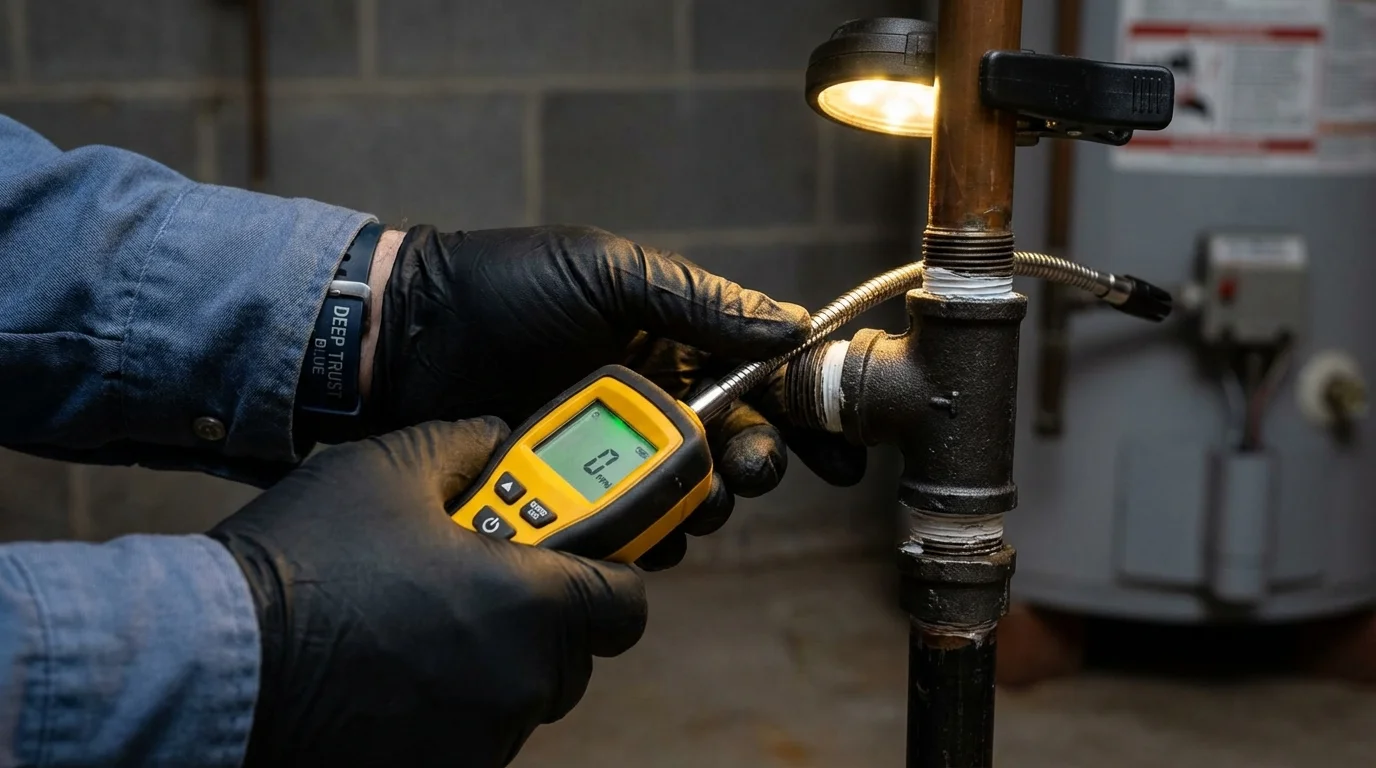 Gas leak detection with electronic sniffer by Johns Plumbing LLC in Placerville